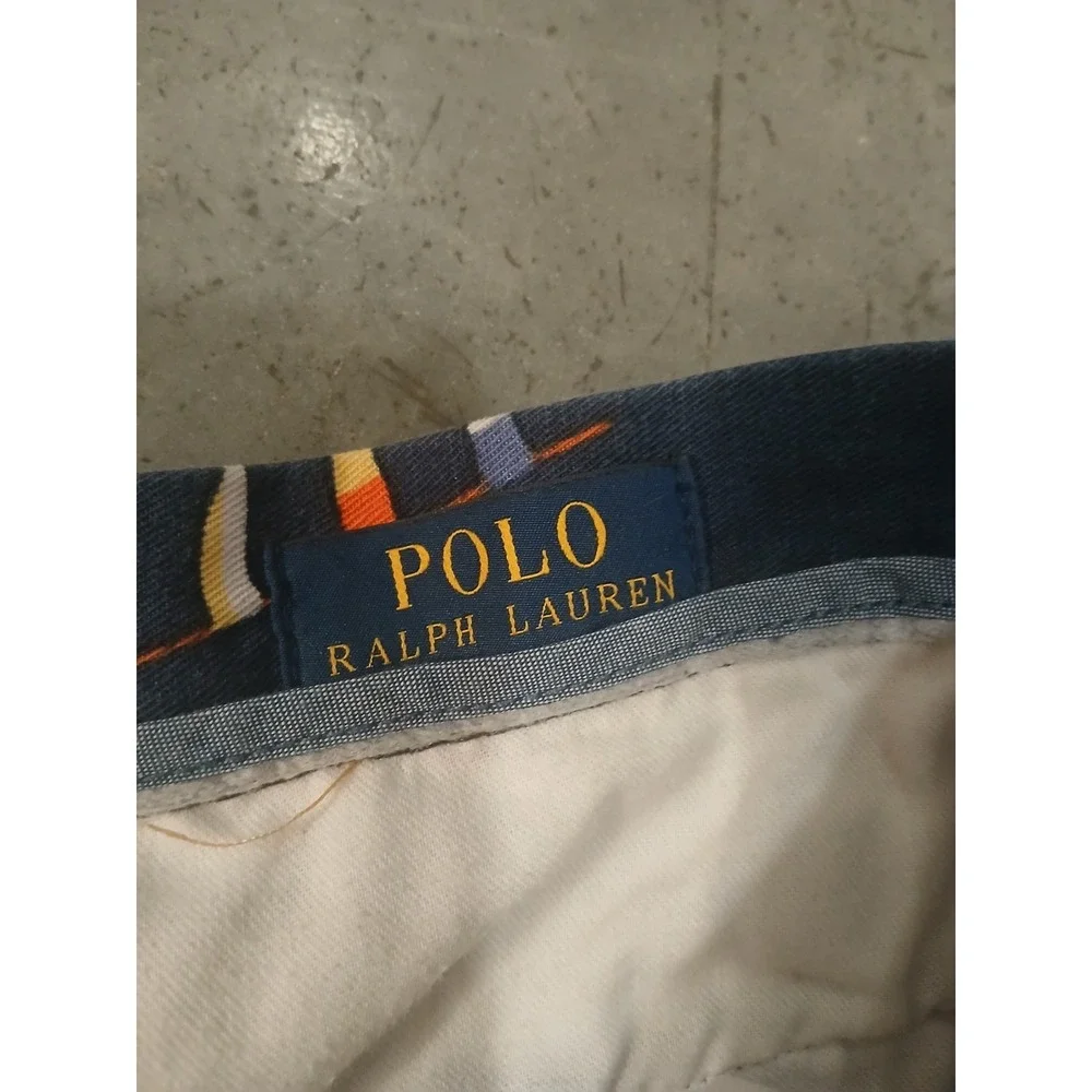 Polo Ralph Lauren Shorts Mens 34 Blue Sailboat Cotton Linen (Tag 32) 6" Inseam - Picture 2 of 7